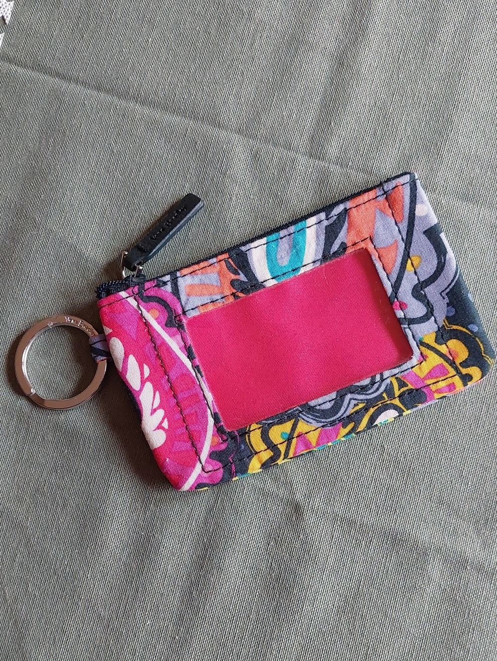 Vera Bradley paisley keychain wallet ID cardholder hot pinks blues and yellows
